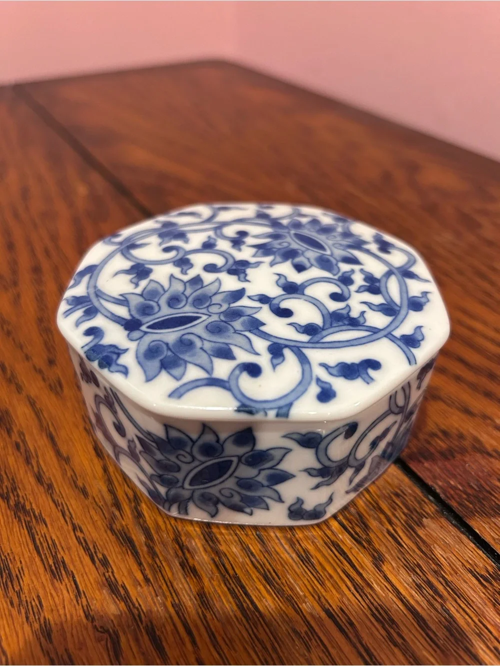 Pier 1 Blue and White Floral Porcelain Trinket Box